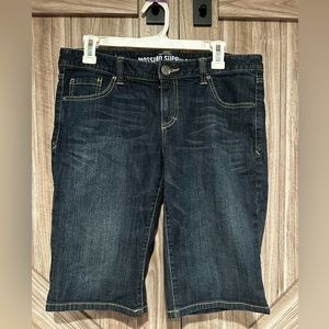 Dark wash denim Bermuda shorts
